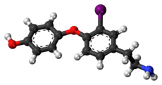 Ball-and-stick model of the 3-iodothyronamine molecule