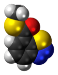 Space-filling model of the acibenzolar-S-methyl molecule