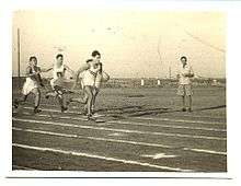 Finishing sprint of Adin Talbar to become national 800 meter champion in 1942