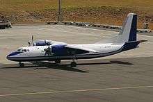 A Daallo Airlines Antonov An-24RV aircraft at the Addis Ababa Bole International Airport