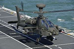 Attack helicopter on aircraft carrier
