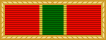 Width-44 red ribbon surrounded by gold frame. The ribbon has a central width-8 green stripe flanked by a pair of width-1 yellow stripes.