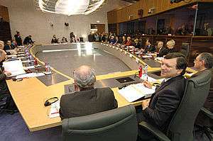 The Barroso Commission around a table in the Commission's main conference room