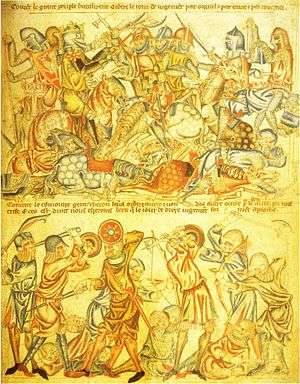 Image of the Battle of Bannockburn reproduced from the Holkham Bible
