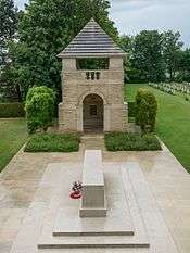 One of the watchtowers at Bény-sur-Mer Canadian War Cemetery