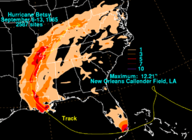 Filled contoured map showing areas of North America; each contour represents a change of 3 in (75 mm) in precipitation totals.