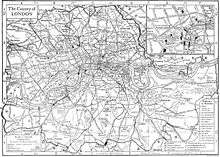 A very dense map of Greater London as it appeared in 1911