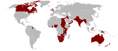 Map of the world indicating the extent of the British Empire