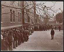Line in front of Brooklyn County Almshouse