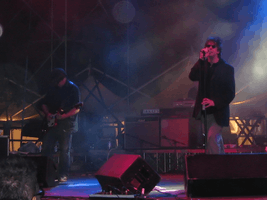 Colour photograph of Echo & the Bunnymen performing live in 2006