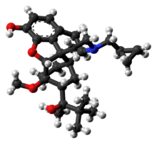 Ball-and-stick model of the buprenorphine molecule
