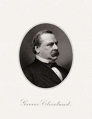 BEP engraved portrait of Cleveland as President.