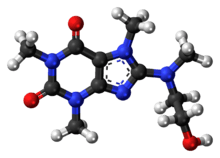Ball-and-stick model of the cafaminol molecule