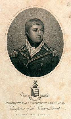 Admiral Courtenay Boyle, 1813, engraving by Joyce Gold.