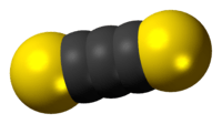 Space-filling model of the carbon subsulfide molecule