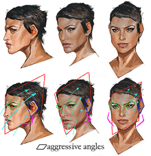 Conceptual art outlining the angles in her face.