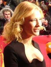A photograph of Blanchett on the red carpet at the Berlin Film Festival in 2007