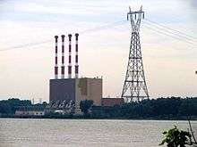 Picture of the Tracy Generating Station taken from the left bank of the Saint Lawrence River.