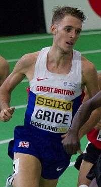 Photo of Grice competing at the 2016 IAAF World Indoor Championships