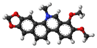 Ball-and-stick model of the chelerythrine molecule