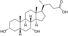 Skeletal formula of chenodeoxycholic acid