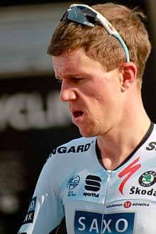 Chris Anker Sørensen wearing a white cycling jersey.