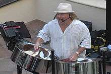 Solo pannist Chris Arpad performing in Woodland Hills, California 2010