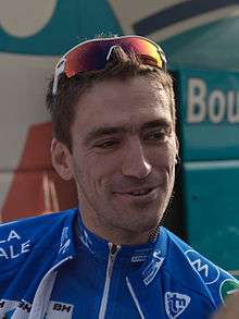 Christophe Riblon wearing a blue cycling jersey.