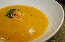 A cream of carrot soup