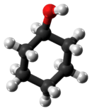 Ball-and-stick model of the cyclohexanol molecule