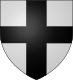Black cross on a silver background, in a coat of arms