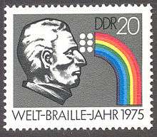 Profile of Braille with a rainbow emanating from his eyes