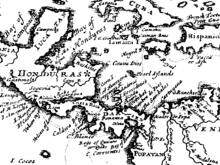 Map from "A New Voyage Round the World", published in 1697 by William Dampier, the English buccaneer. The Mosquito Coast is marked with a star