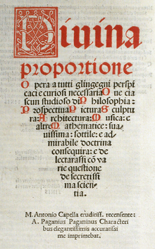 Title page of De divina proportione