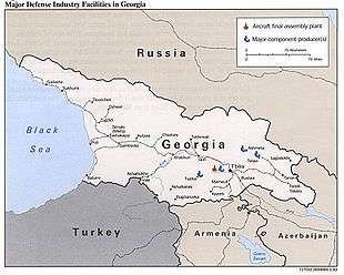 Map of Georgia, indicating defence plants