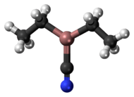 Ball-and-stick model of the diethylaluminium cyanide molecule