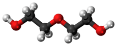 Ball-and-stick model of the diethylene glycol molecule