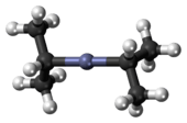 Ball-and-stick model of the diisopropylzinc molecule