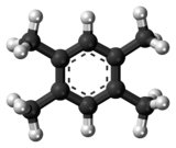 Ball-and-stick model of the durene molecule