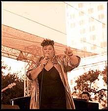 A picture of a woman singing
