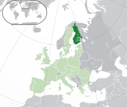 Map showing Finland in Europe
