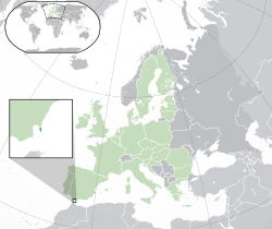 Map showing Gibraltar in Europe