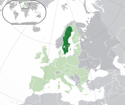 Map showing Sweden in Europe