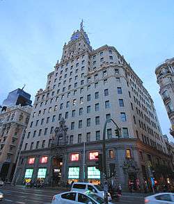 Telefónica's flagship and former headquarters on Gran Vía in Madrid
