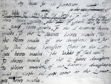  A letter written in pen and ink, with irregular writing and several alterations