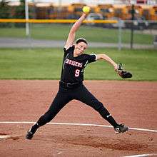 A NPF Pitcher, Emma Johnson pitching for Groveport Madison High School