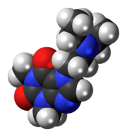 Ball-and-stick model of the etamiphylline molecule