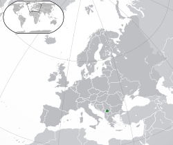 Location and extent of Kosovo in Europe.