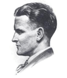A profile drawing of a man's head and shoulders