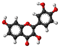 Ball-and-stick model of the fisetin molecule